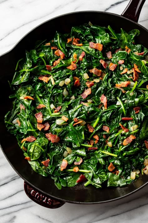 Sautéed Spinach w/Bacon &  Garlic 🌱